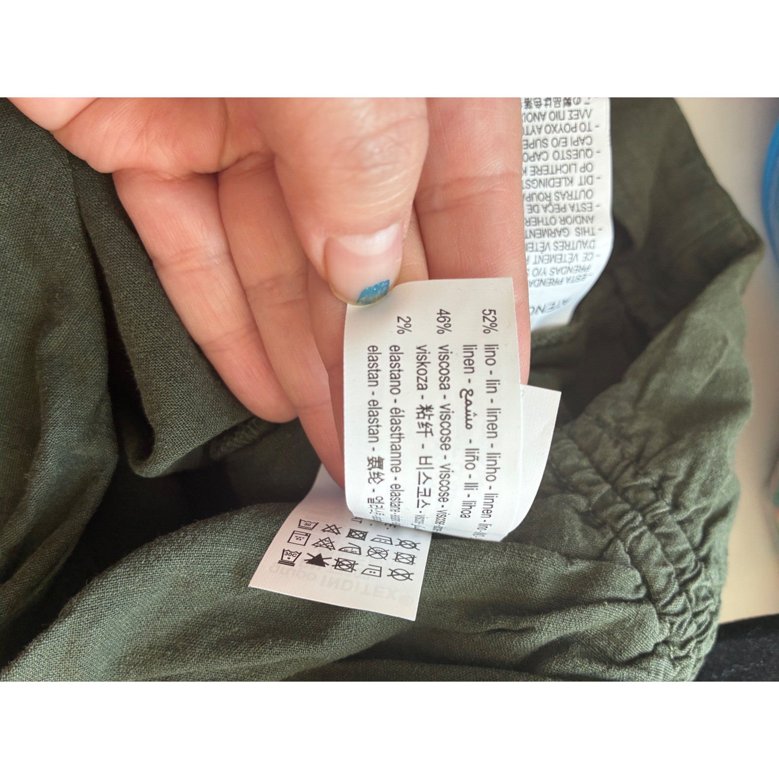 NWT Zara Womens Olive Green Linen Blend Resortwear Ruched Front Slit Midi Skirt thumbnail 5