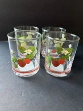 Transpac Everyday Is A Holiday Strawberry Juice Glasses Set (4) Cocktail Cottage