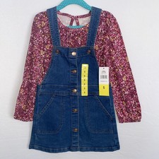 Girl A-line Denim Overall Dress And Long SleevesTop Sz 5.