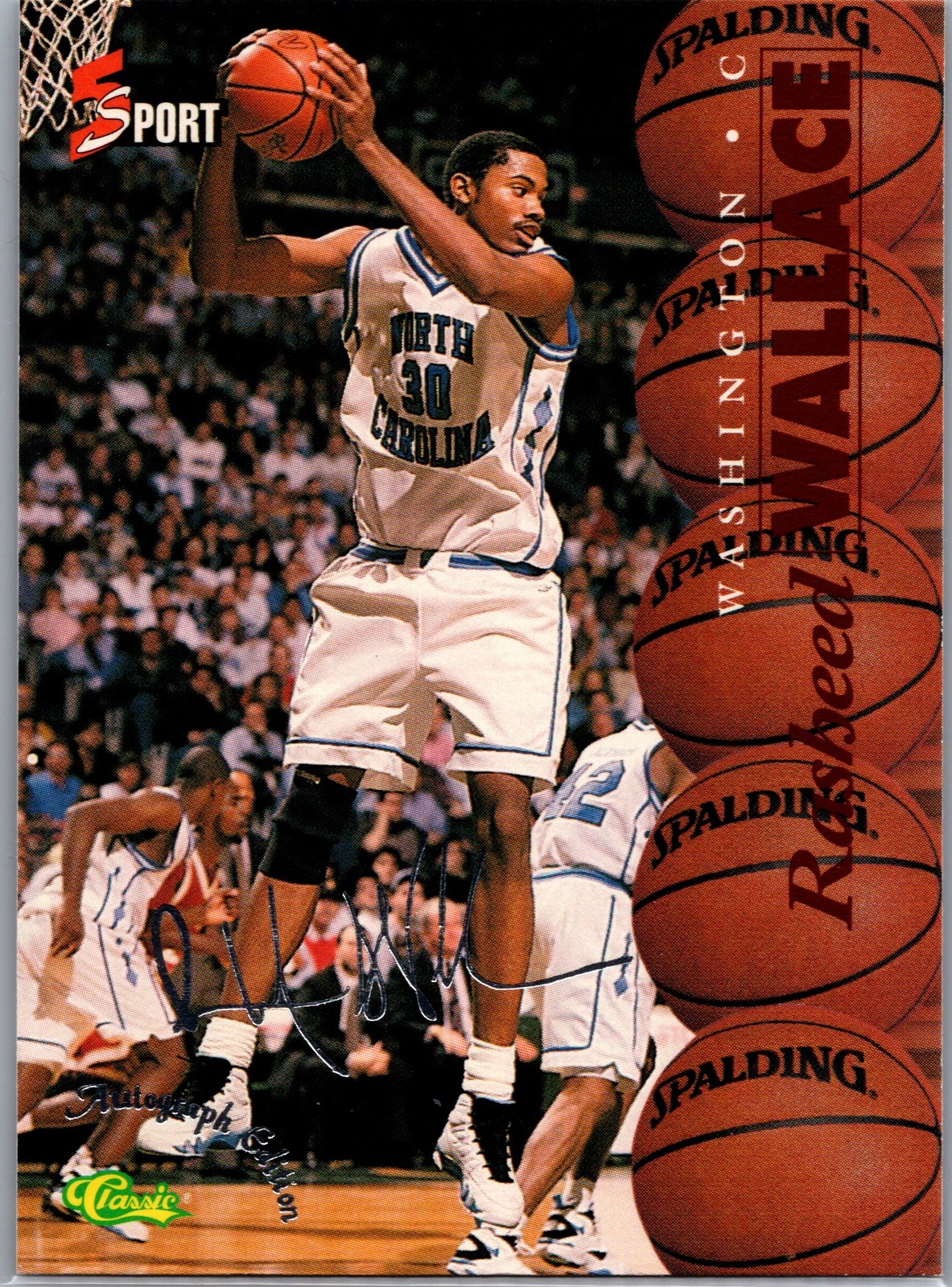 1995-96 Classic Five Sport Signings #S4 Rasheed Wallace Silver Foil Autograph