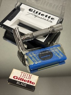 Vintage 1961 G2 Gillette Fat Boy TTO DE Adjustable Safety Razor With Case NICE