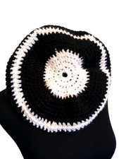 Hand Crocheted Black and White Slouch Hat