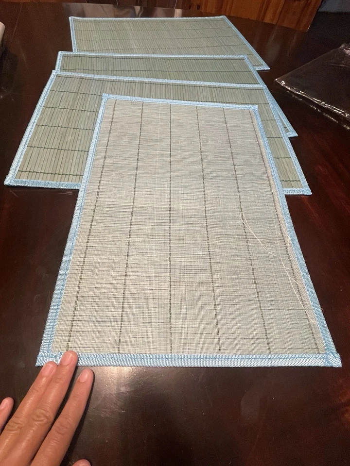 "Juego de 4 manteles individuales de bambú 12 x 18"" color verde azulado" Foto 4 de 4