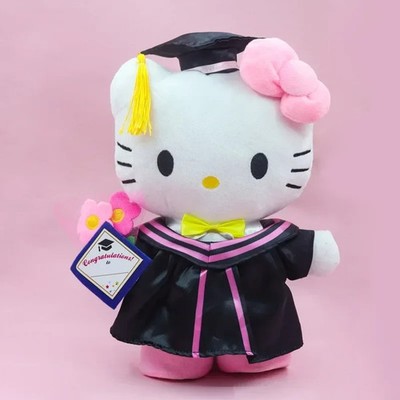 Hello Kitty 25cm Anime Graduation Plushie Doll - Kawaii Pink Bow Cat Soft Stuffe