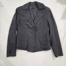 Ann Taylor Navy Blue Blazer Jacket Size 6 Two Button Professional Office Wear
