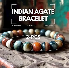 2Pcs Boho Chic Natural Agate Bead Bracelet Fashion Jewelry Men Women Gift US