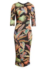 Farm Rio Womens Cool Foliage Jersey Vacation Midi Dress Size Medium