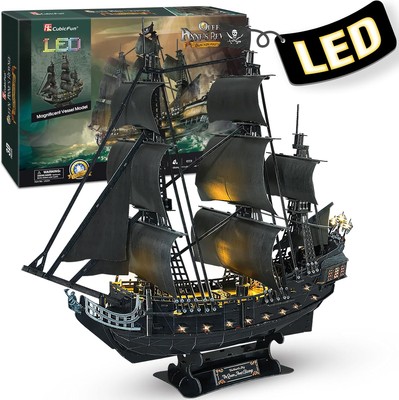 CubicFun 3D Puzzles for Adults - Led Pirate Ship Queen Anne's Revenge -... 