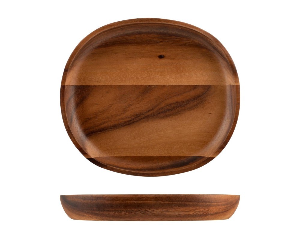 H&H Lifestyle Acacia Wood Oval Plate 21x24 cm