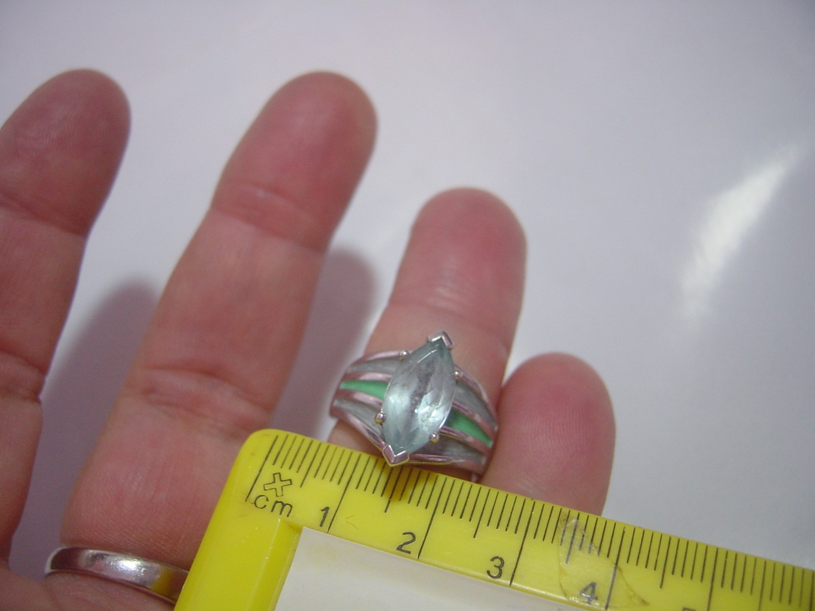 superb Solid Silver chunky enamelled Ring-large n… - image 9