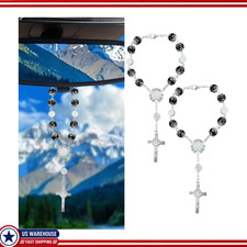 2pcs Black Cross Rosary Decoration Car Rearview Mirror Car Hanging Color Black 2pcs Black Cross Rosary Decoration Car Rearview Mirror Car Hanging Color Black