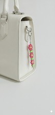 Handmade Pony Bead Flower Keychain Made With A Silver Keyring