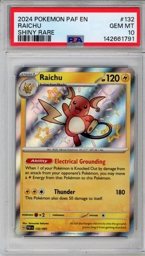 PSA 10 Raichu Pokemon S&V Paldean Fates Shiny Rare Holo #132