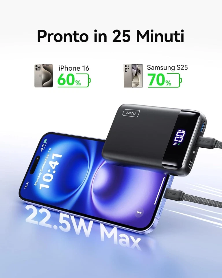 INIU Power Bank mini 20000mAh 22,5W Ricarica Rapida P51 - Immagine 4 di 4