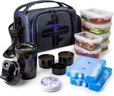 Insulated Meal Prep Lunch Box with 6 Food Portion Control Containers - Bpa-Free,