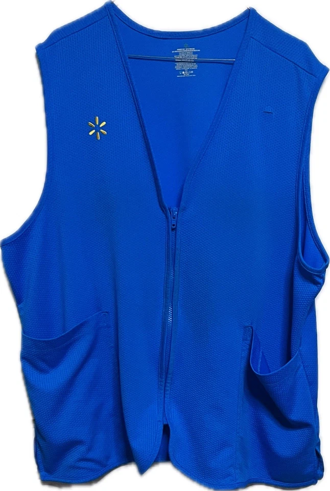 Walmart Employee Vest Women's 2XL Blue W/Logo Tag Slit 2 Front Pockets Polyester - Image 2 of 4