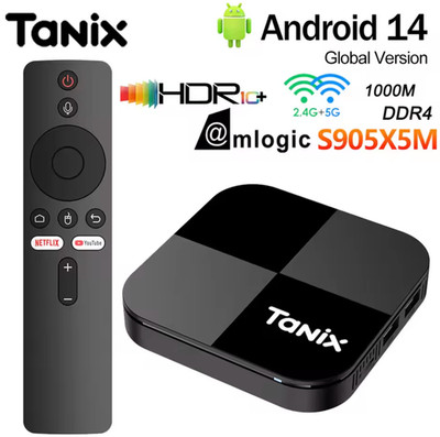 Tanix TX5 PLUS Android 14.0 TV Box 2GB 16GB Amlogic S905X5M 2.4G/5G Wifi5 4K BT5