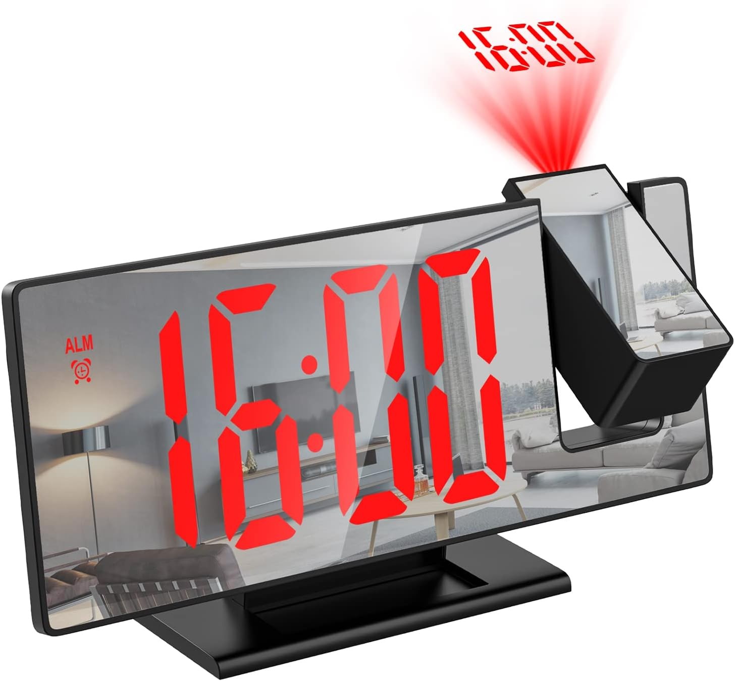 Digital Desk Alarm Clock LED Large 7" Display 180 Projection Digital Temperature