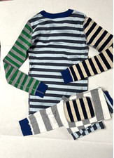 NEW Hanna Andersson Striped Cotton Long Sleeve PJ Set in Blue/Gray STRIPE 12