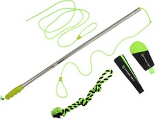 Flirt Pole, Interactive Training Dog Toy, 36.5" Metal Pole with 45  Rope, 3 T...