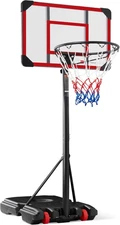 Kids Height-Adjustable Basketball Hoop System, Portable Game W/Wheels, Fillable 