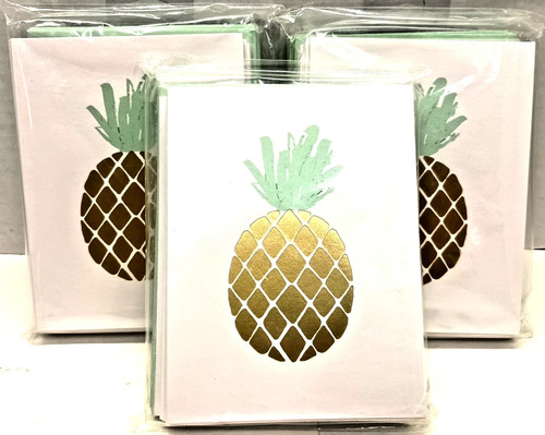 American Greetings Golden Pineapple Note Cards Blank Inside NIP