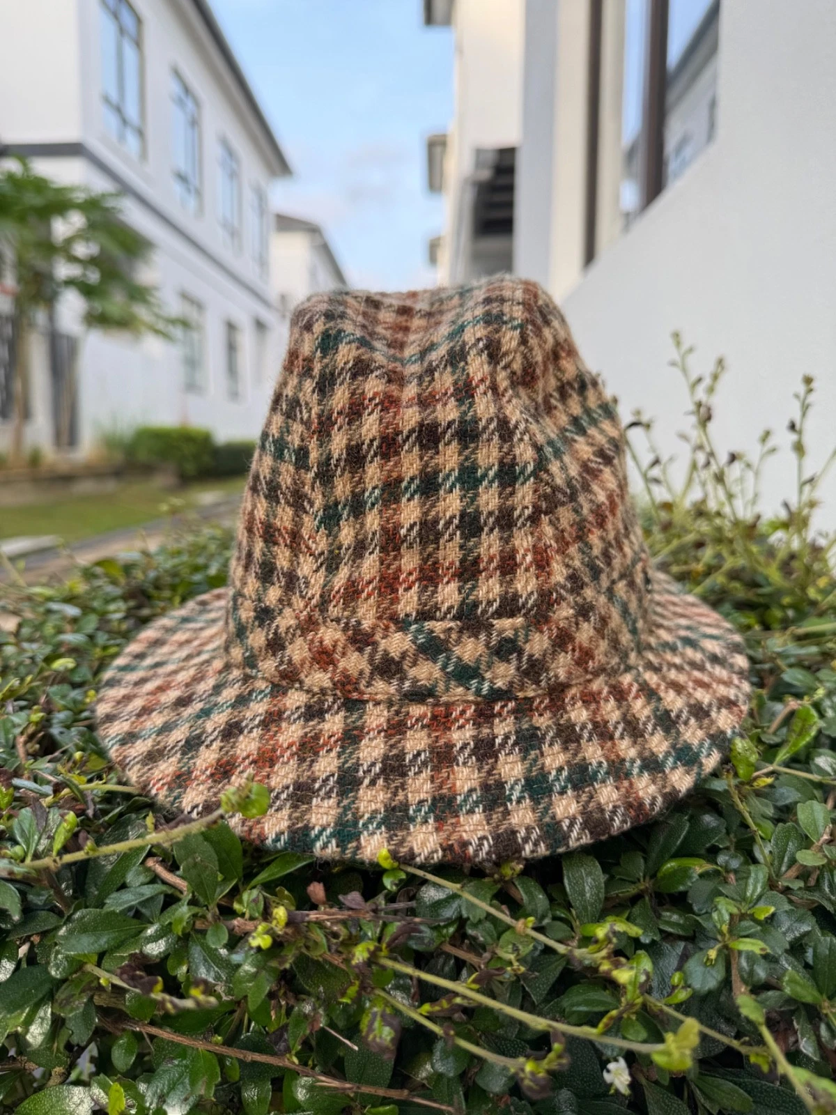 Vintage 1970s LL Bean Wool Bucket Hat Made in USA Tweed Check Outdoor Hat