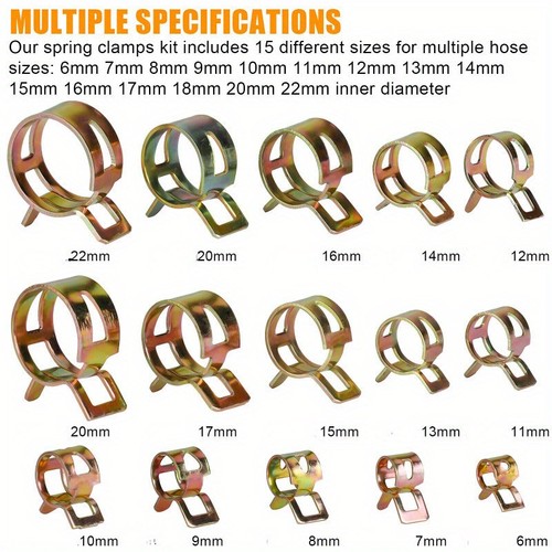 115PCS Hose Clamps Assortment Kit Steel Spring Clip Water Fuel Tube Air Pipe New - Picture 5 of 9