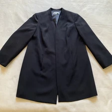 Kasper Women's Black Open-Front Crepe Stand-Collar Topper Jacket Plus Size 14W