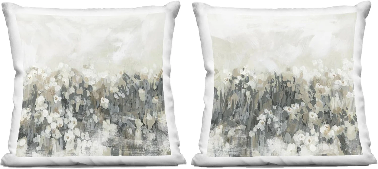 Brushed Flower Meadow Indoor Throw Pillows, Off-White, 18x18, Set of 2