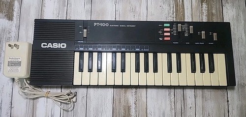 VTG Casio PT-100 Electronic Keyboard Synth Piano + Adapter WORKS (Missing Cover) - Picture 2 of 14