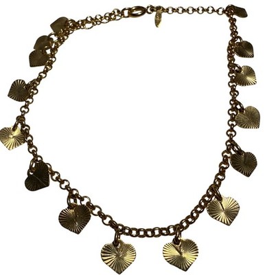 Vintage gold toned Avon anklet with heart charms 8 3/4'' EUC