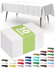 Disposable Plastic Tablecloth 10-Pack White 54x108 Inch Party Event Decor Covers