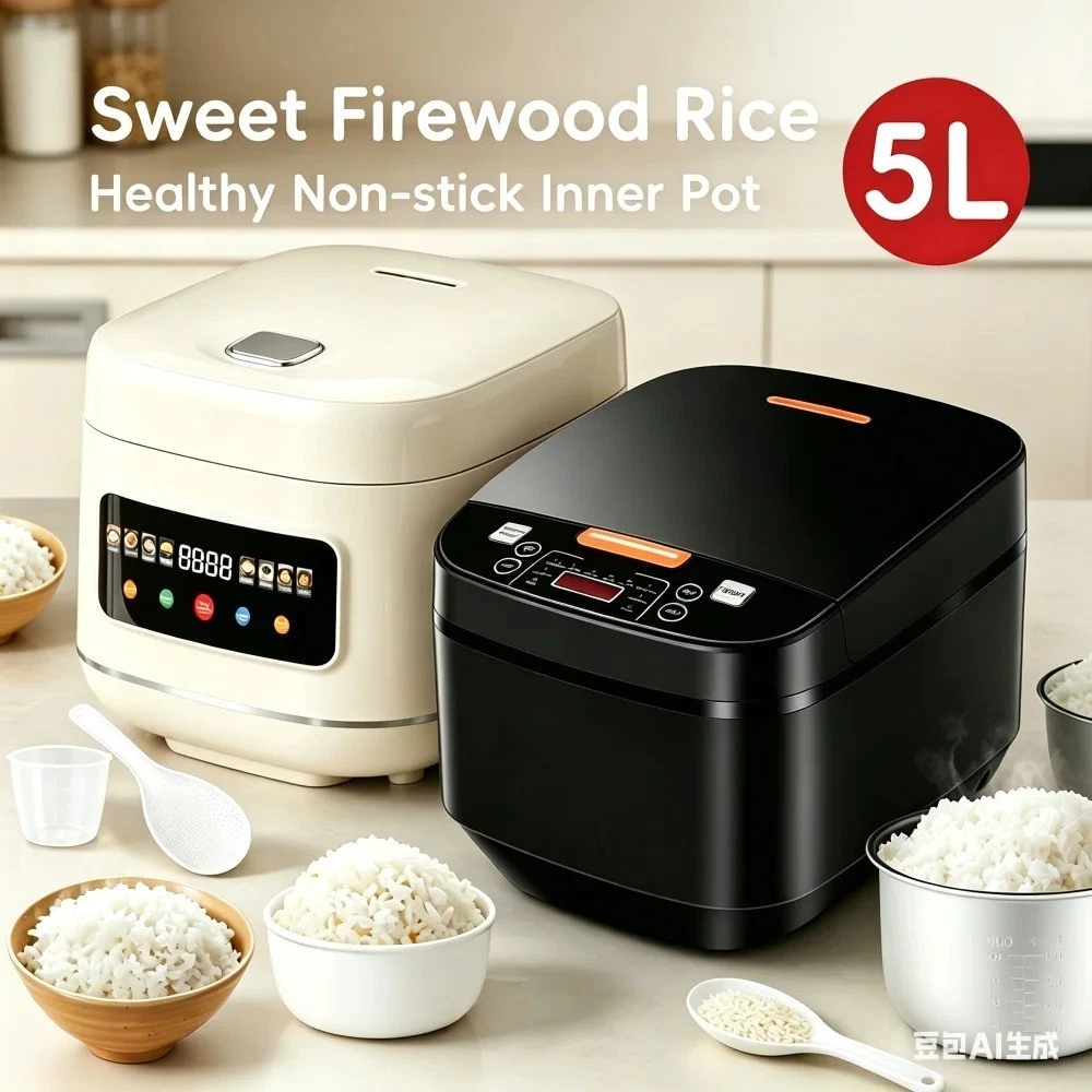 5L Smart Electric Rice Cooker 1000W – Non-Stick Pot, Steamer & 24H Keep Warm LCD