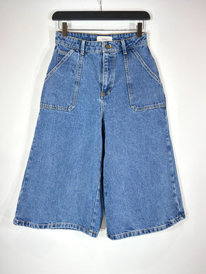 BA&SH Bermuda Shorts Damen SMALL Denim Knielang Weites Bein Bootcut Taschen