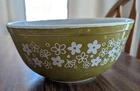 VTG 70s Pyrex Green Crazy Daisy Spring Blossom 2.5 Qt Mixing Bowl #403