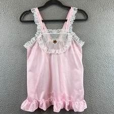 Vintage Undercover Wear Lace Trim Nightgown Slip Dress Floral Heart Embroidery L