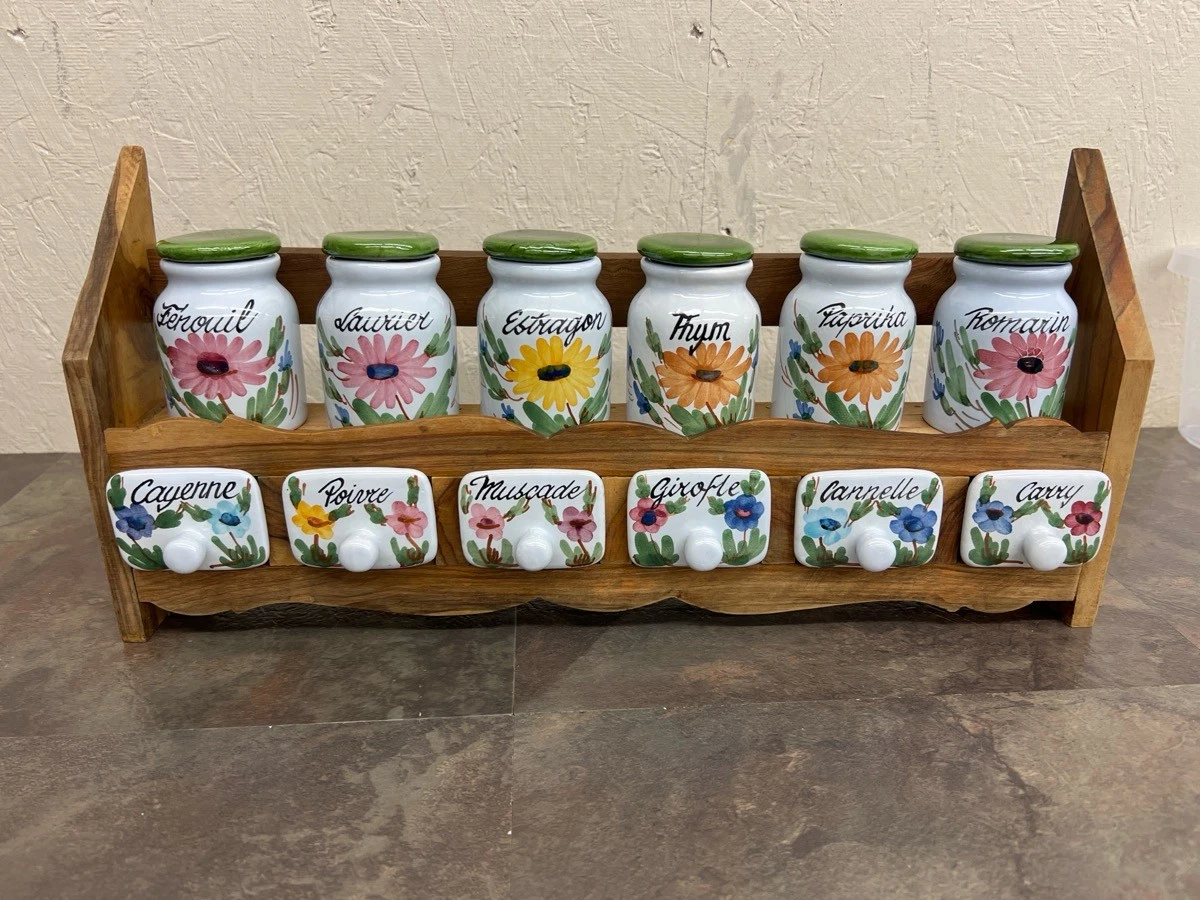 WOOD SPICE RACK WITH 12 CERAMIC JARS/DRAWERS (WBP017474)
Opens in a new window or tab