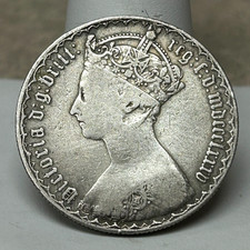 1885 Gr Britain 1 Florin - Better Grade - Old Cleaning - Rim Ding