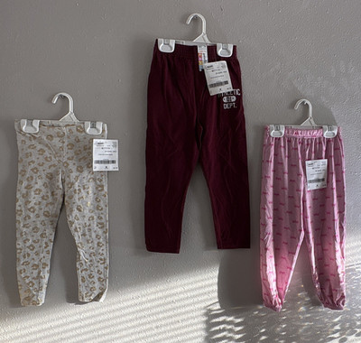 Jumping Beans Girls 4T Leggings Set Lot of 3 Pink/Maroon/Gray Animal Print