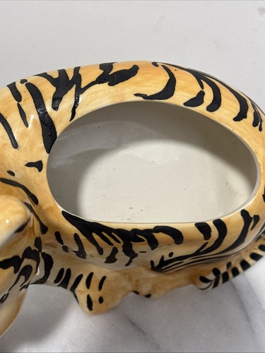 Anthropologie Leah Goren Tiger Animal Vase Stoneware Planter Pot Cat Garden EUC - Picture 16 of 17