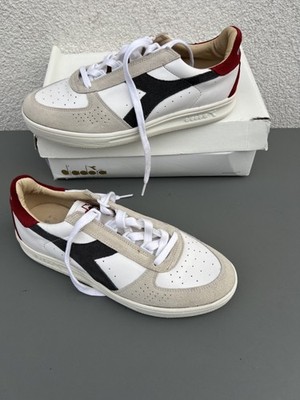 DIADORA HERITAGE - B. ELITE S L LEDER SNEAKER SCHUHE Weiß-Chili RETRO Gr.42.5