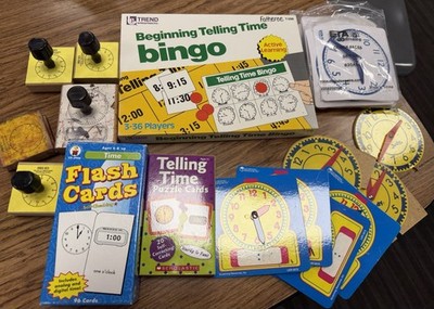 Vintage Classroom Telling Time Games & Manipulatives Learning Resources Lot