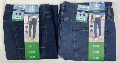 Izod Lot of 2 Men's 38x32 Dark Blue & Blue Straight Fit Comfort Stretch Jean NWT