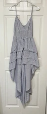 Women’s San Joy Size M Blue and White Stripped Dress with Spaghetti Straps