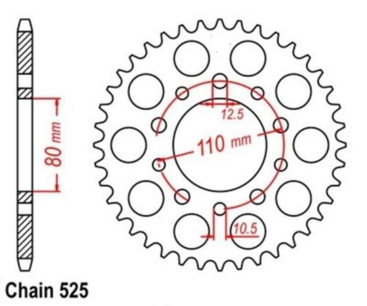 Couronne 41 dents pour remplacer la transmission Honda CB 500 S