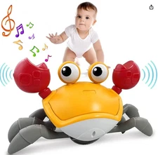 Crawling Crab Toy, Walking Moving Dancing Cute Crab for Age 3-5 6-9, Baby Infant