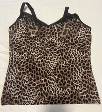 Ruby Ribbon 1800 Leopard Heritage Lace Cami Tank Adjustable Size 44 CLEAN