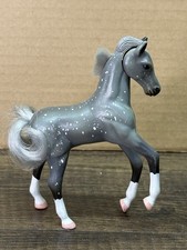 Vtg Empire Toy Grand Champion Horse Grey White Spots Movable Head Plastic 1996