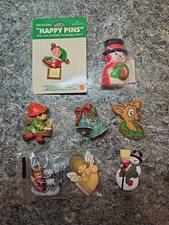 Vtg Lot 8 Hallmark Christmas Holiday Pins Ang...